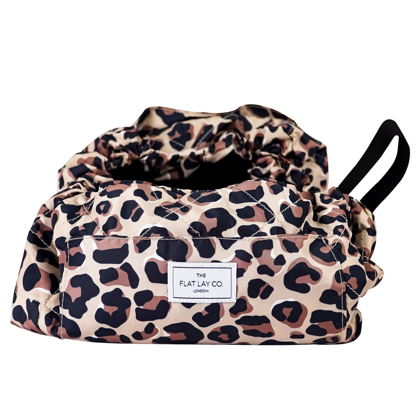 Leopard Print XXL Drawstring Flat Lay Makeup Bag