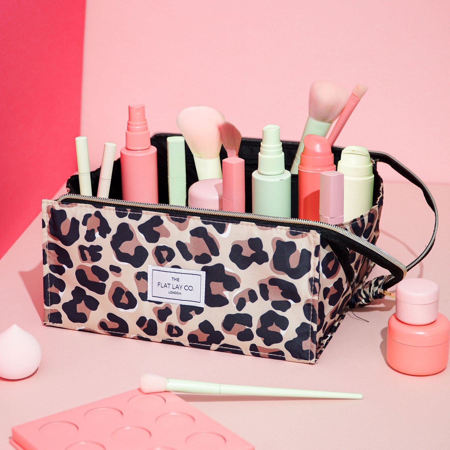 Leopard Print XXL Flat Lay Makeup Box Bag