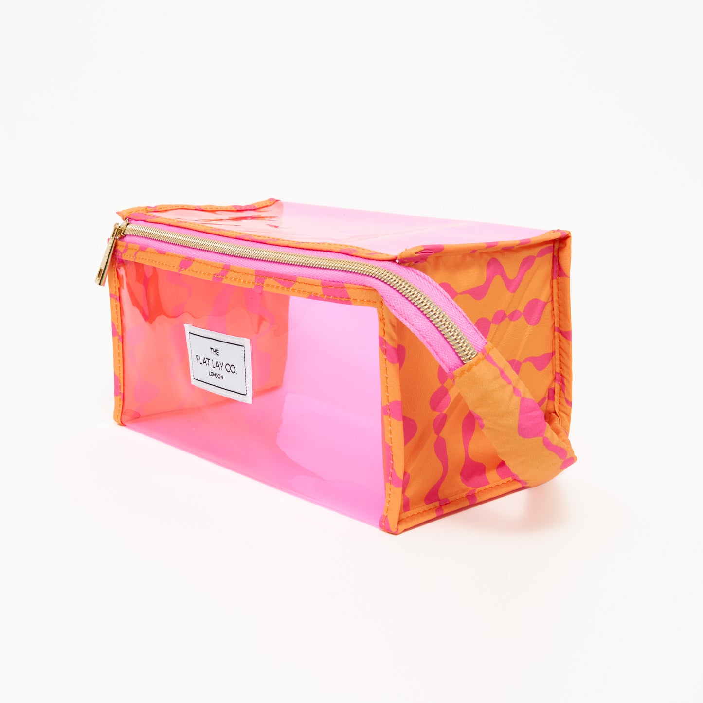 Orange Squiggle Jelly Flat Lay Makeup Box Bag