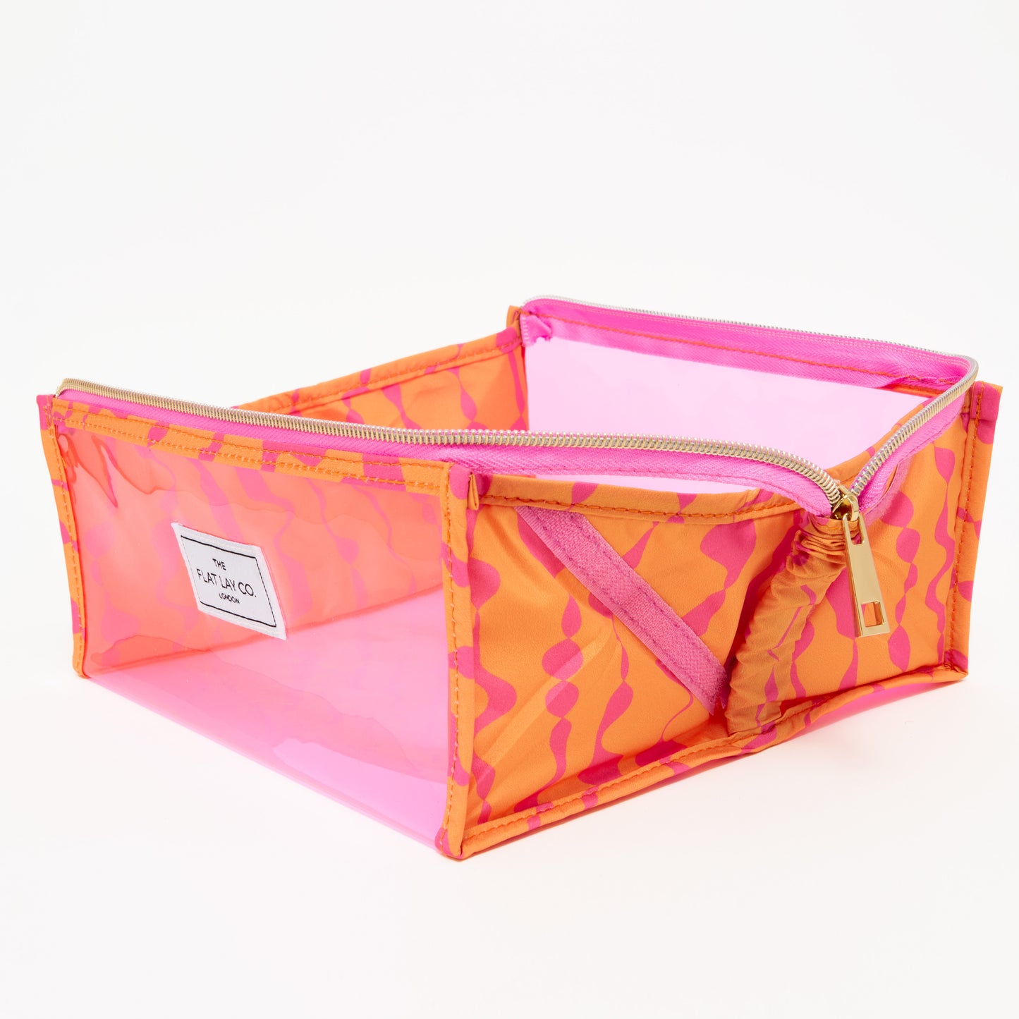 Orange Squiggle Jelly Flat Lay Makeup Box Bag