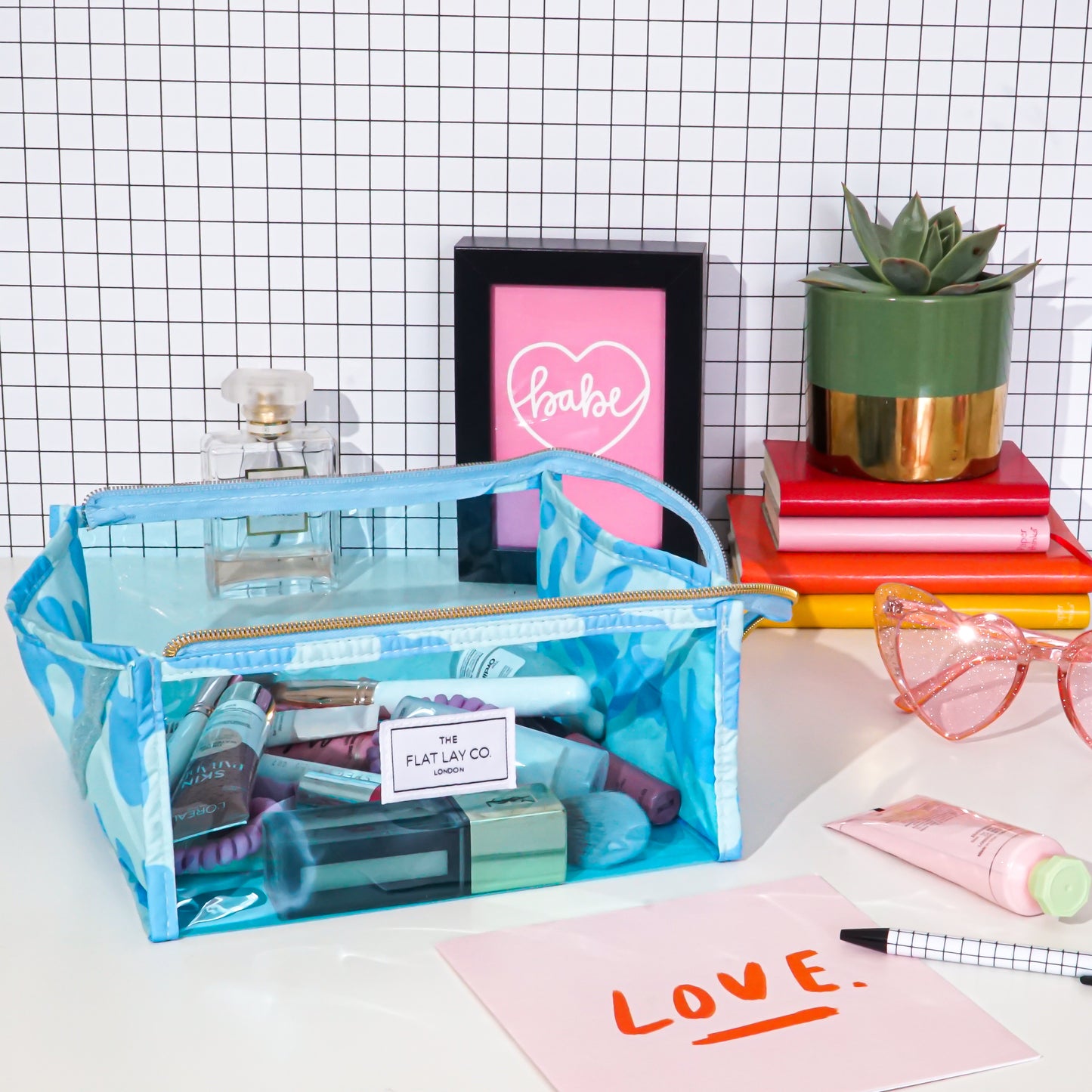 Blue Splash Jelly Flat Lay Makeup Box Bag