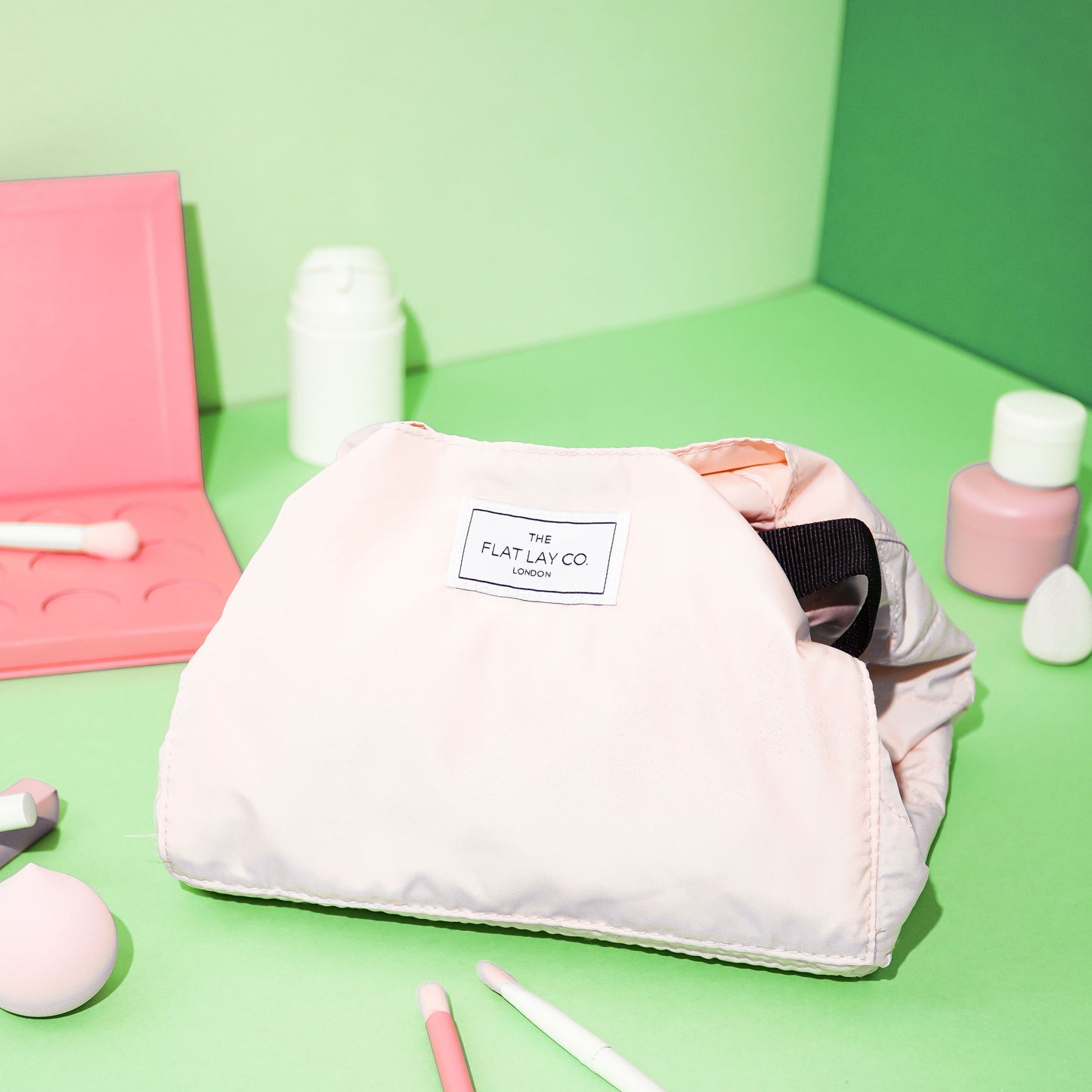 Blush Pink XXL Drawstring Flat Lay Makeup Bag
