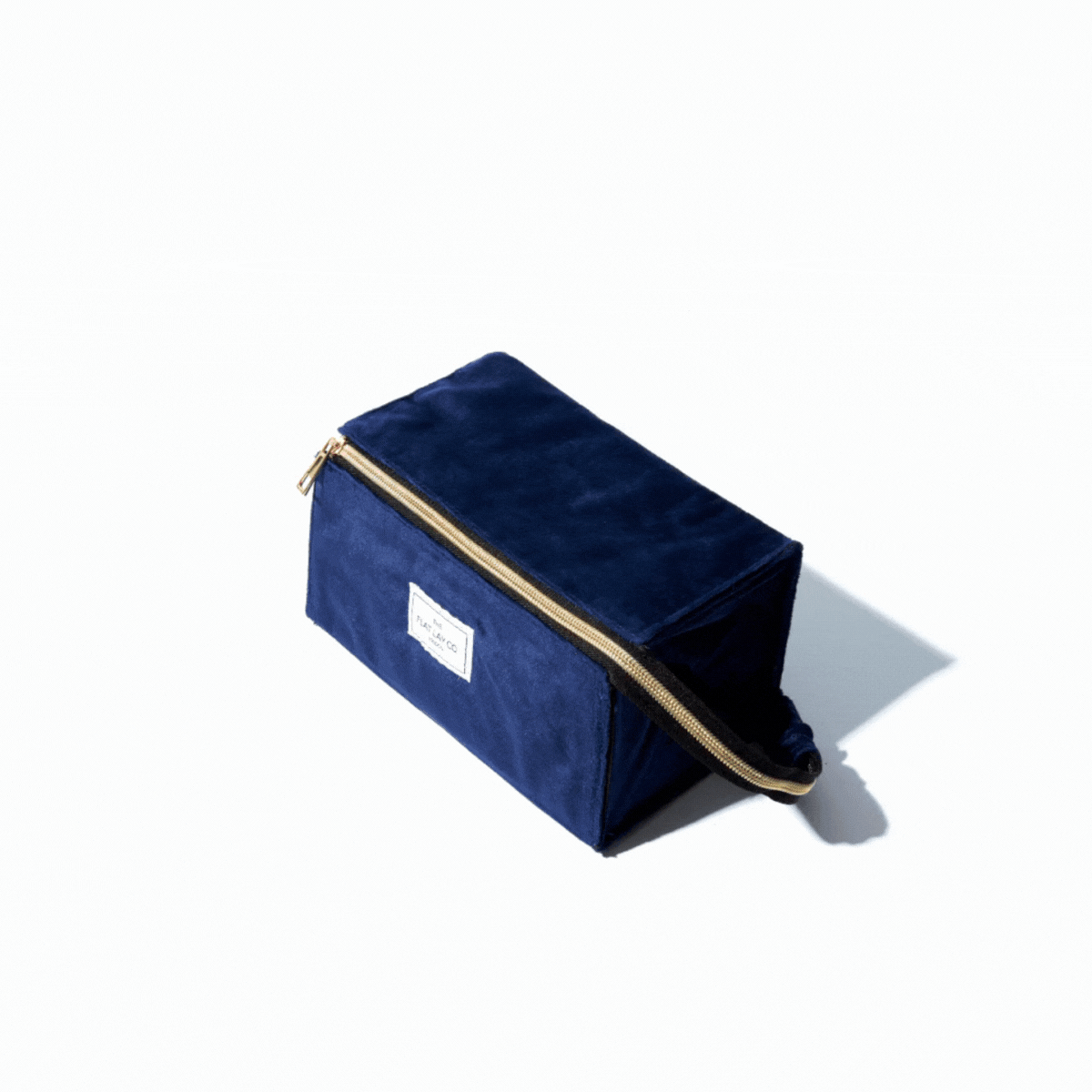 Blue Velvet Drawstring Flat Lay Makeup Bag