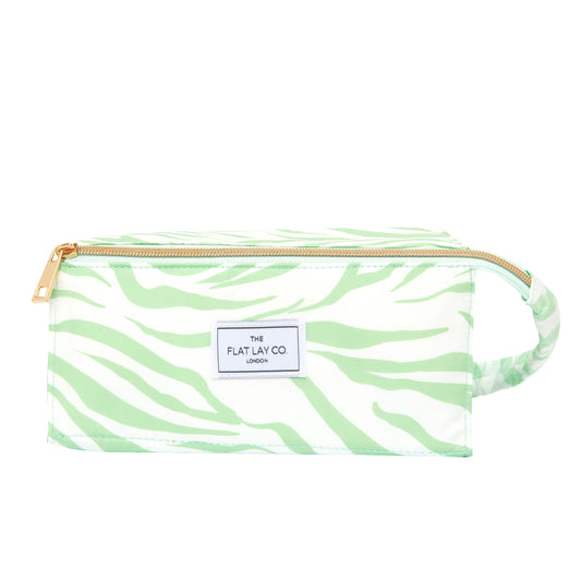 Flat Lay Makeup Box Bag - Green Zebra