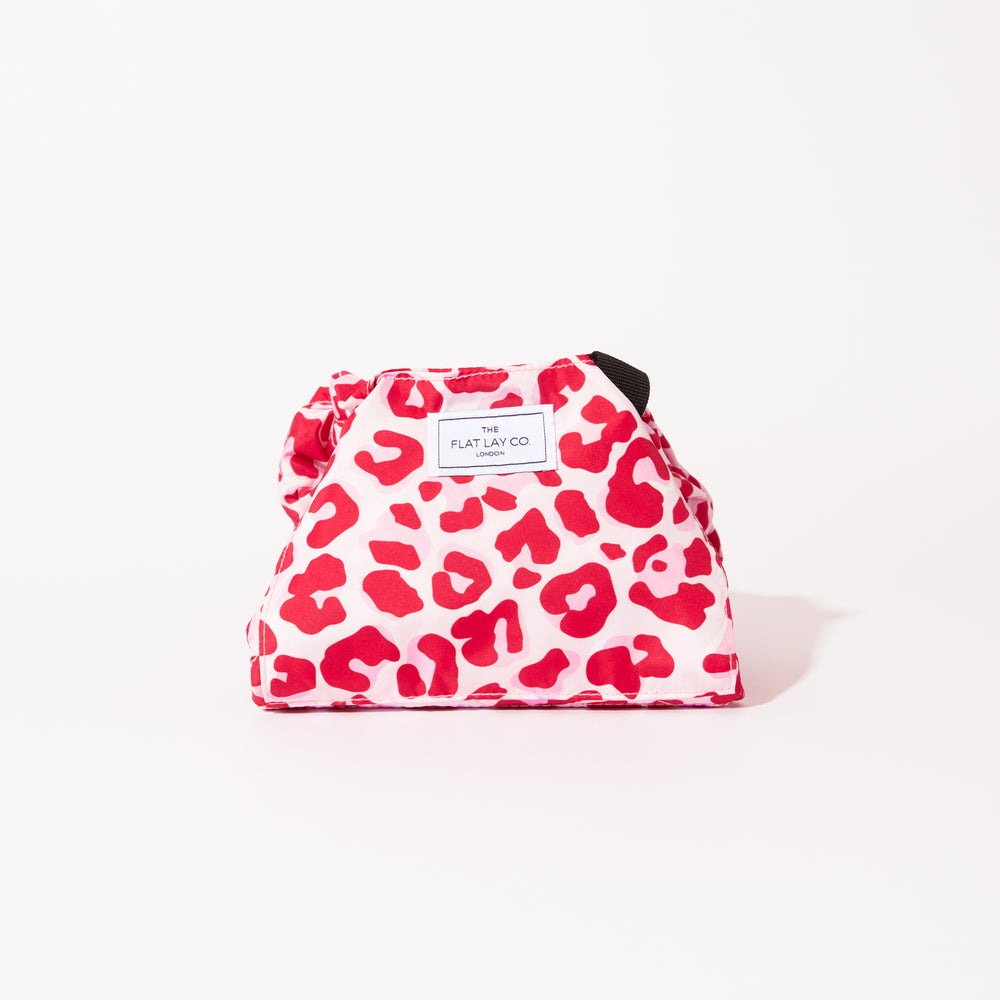 Drawstring & Pinsel-Case Set - Rosa Leo-Muster