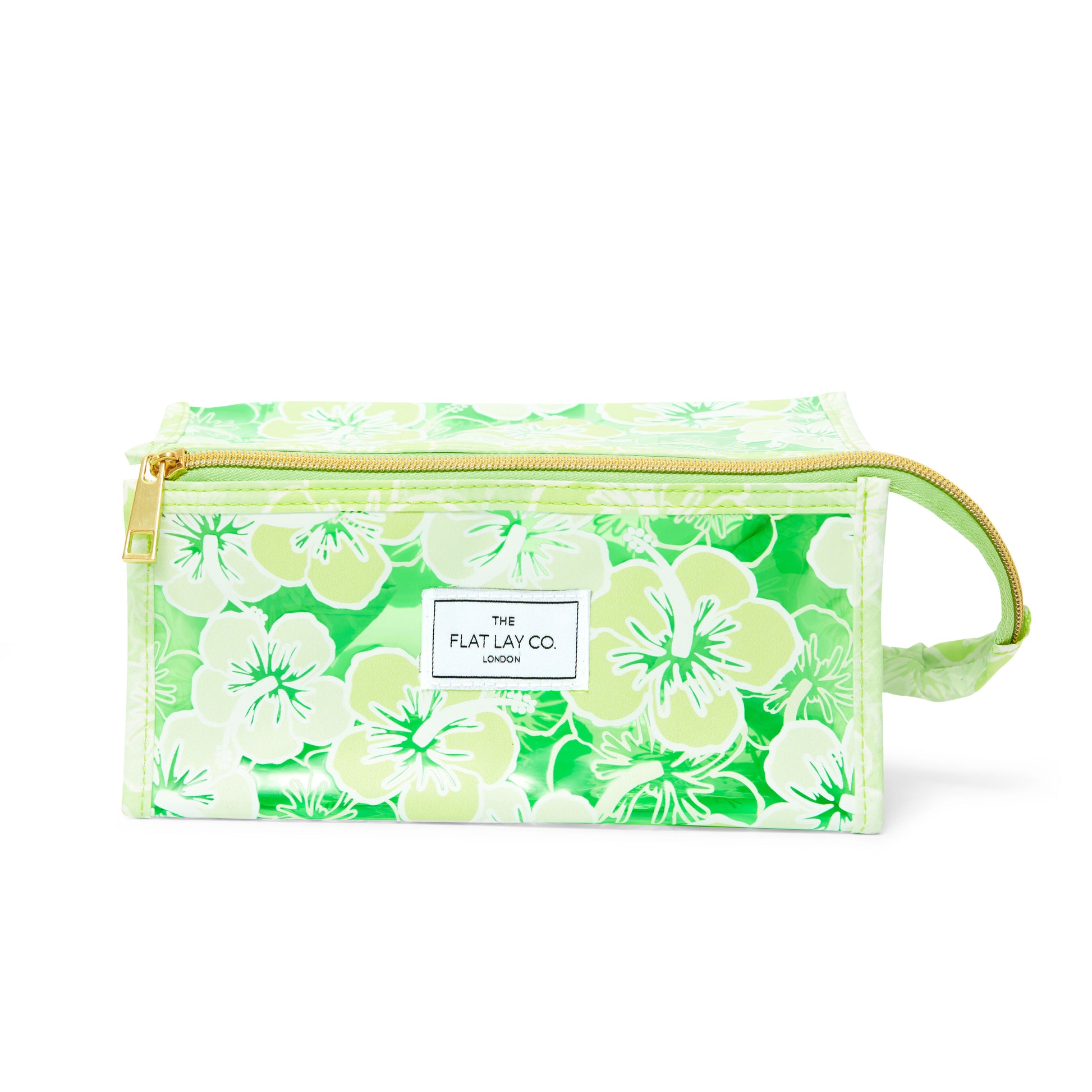 Green Hibiscus Jelly Flat Lay Makeup Box Bag 