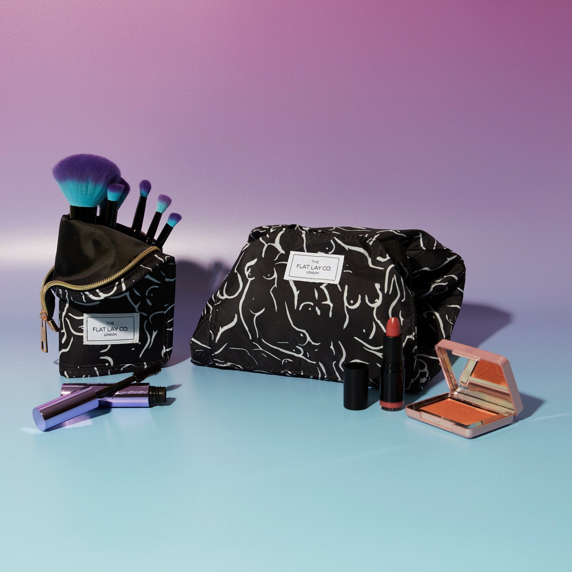 Forms Drawstring Flat Lay Makeup Bag