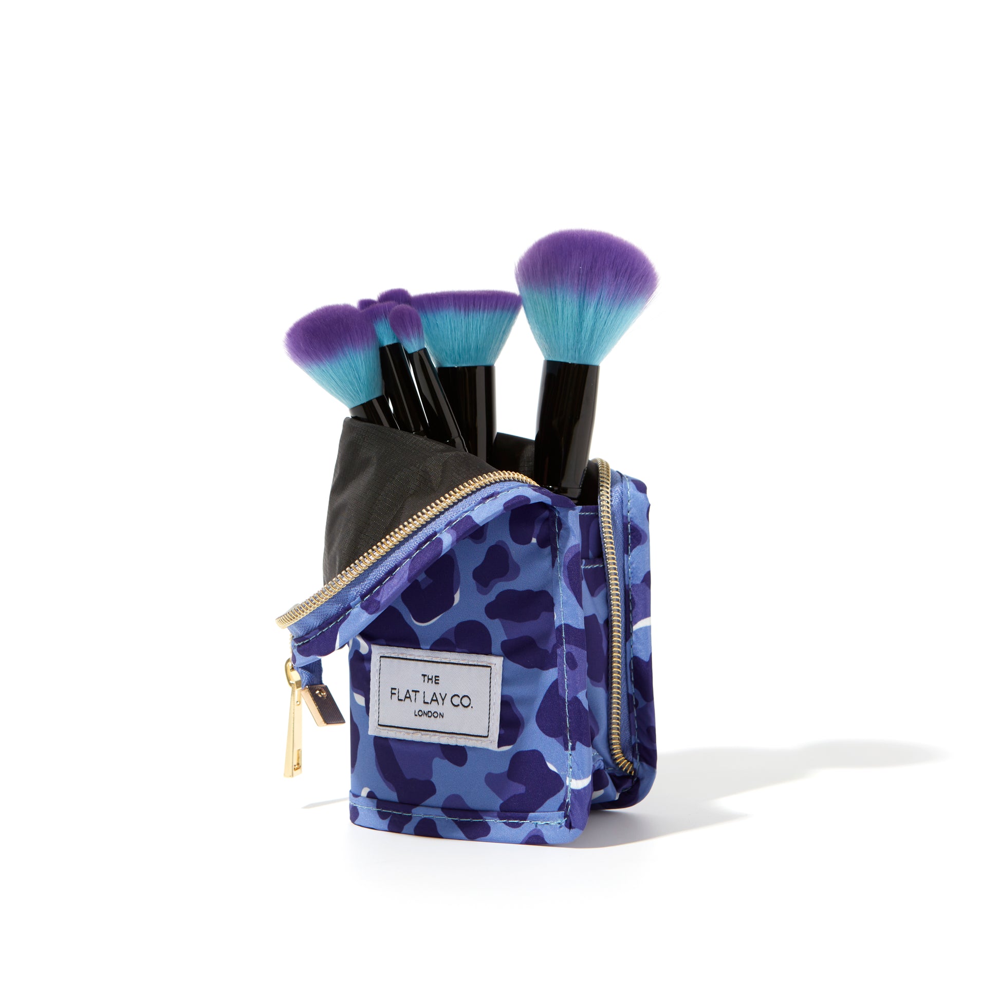 Blue Leopard Standing Brush Case 