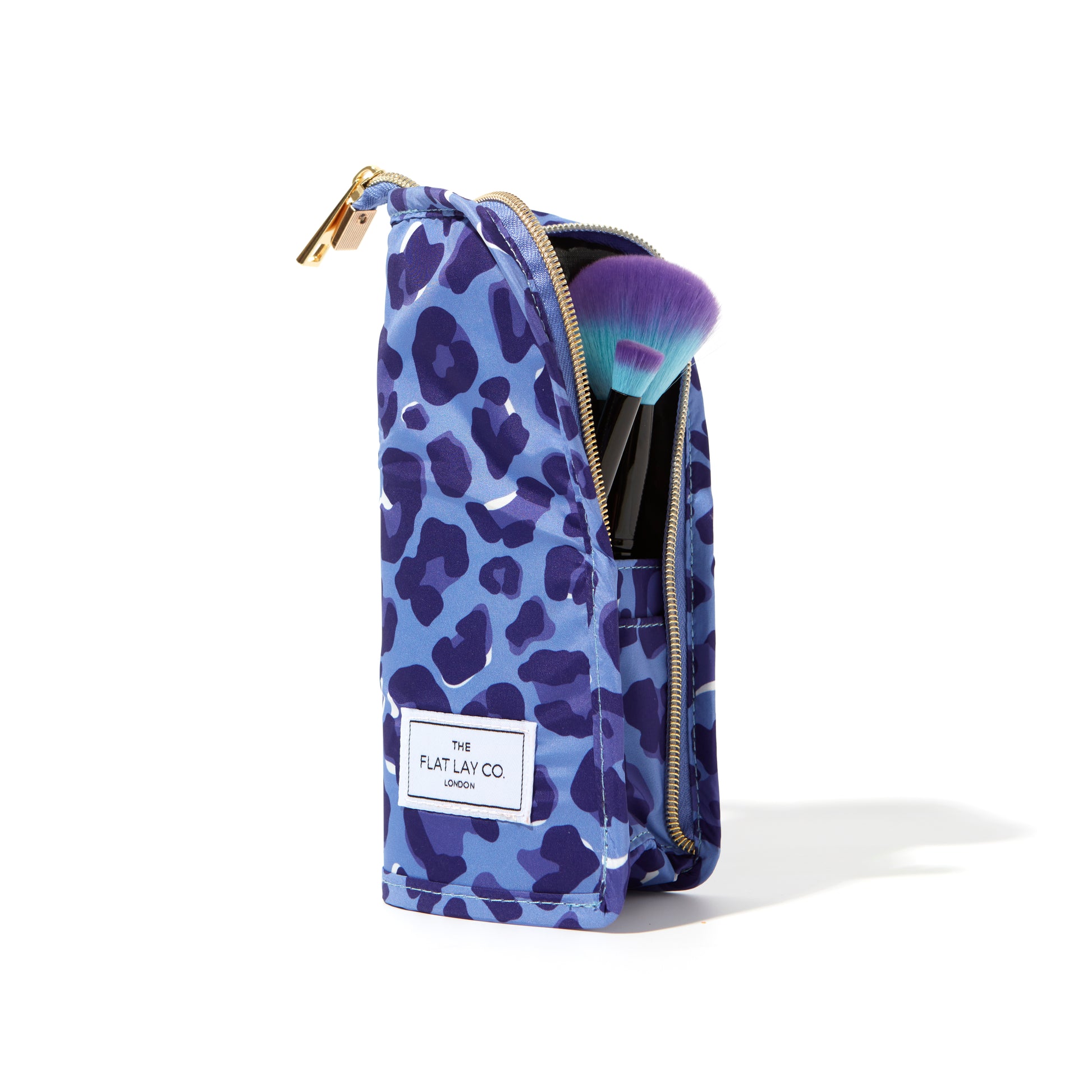 Blue Leopard Standing Brush Case 
