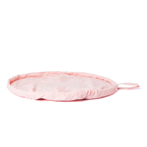 Sweet Pink Hearts Parachute Drawstring Flat Lay Makeup Bag