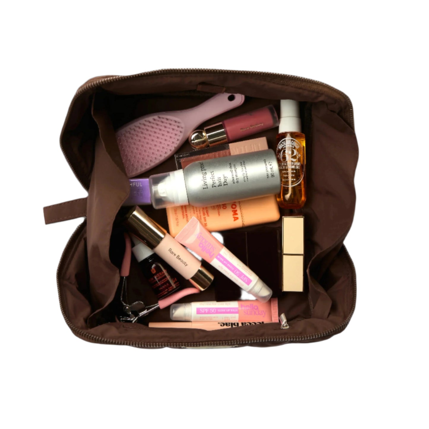 Marshmallow Flat Lay Makeup Box Bag - Espresso