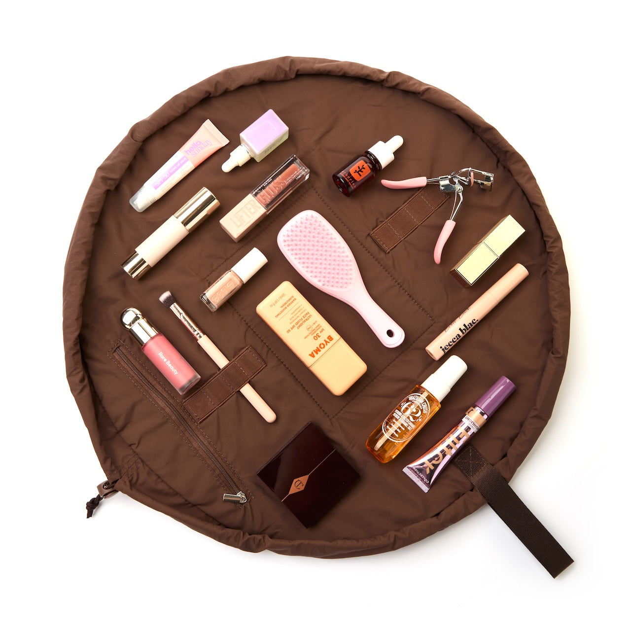 Drawstring Flat Lay Makeup Bag - Espresso