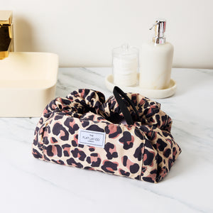 Drawstring Flat Lay Makeup Bag - Leopard Print