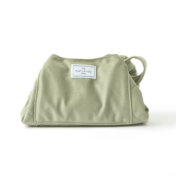 Drawstring & Pinsel-Case Set - Salbeigrüner Samt