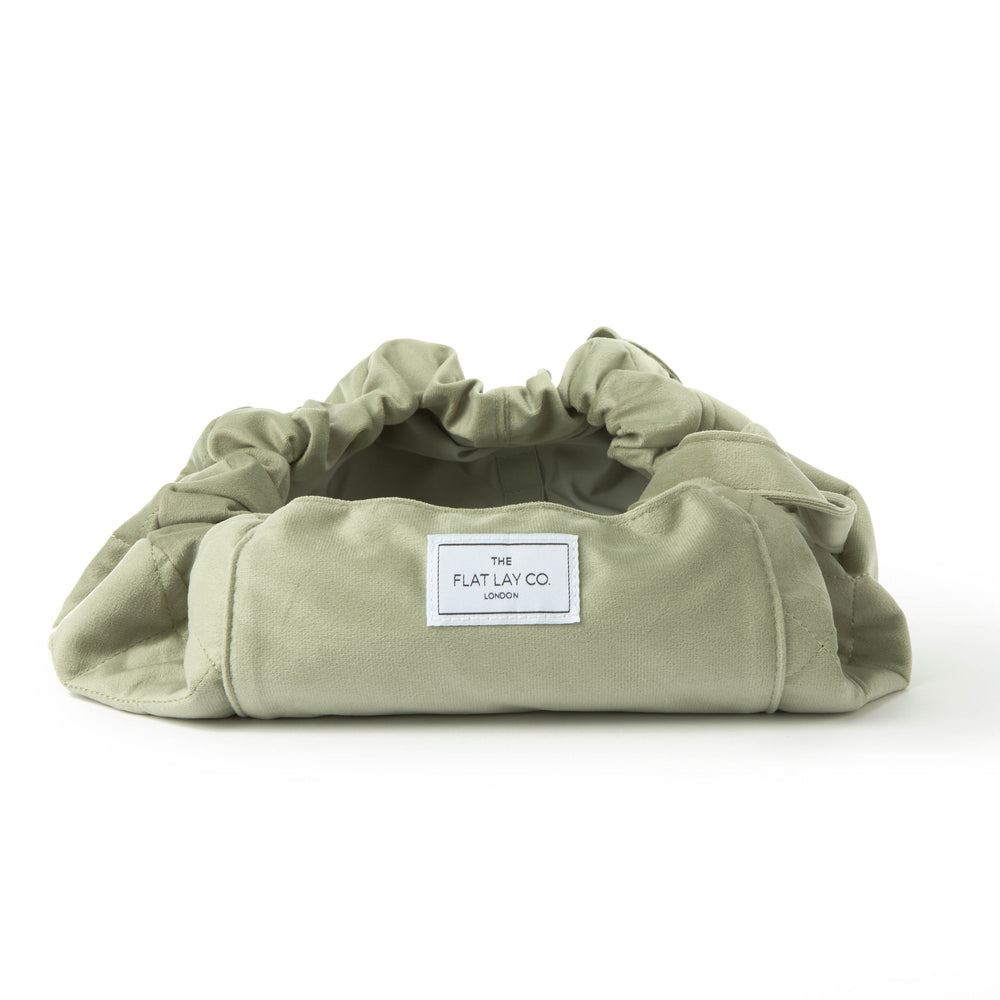 Drawstring Kosmetiktasche - Salbeigrüner Samt