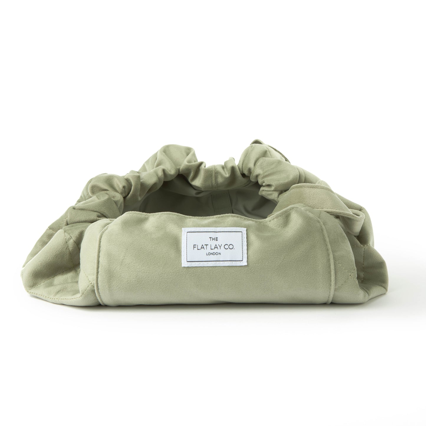 Drawstring Flat Lay Makeup Bag - Sage Green Velvet