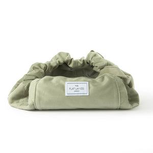 Drawstring Flat Lay Makeup Bag - Sage Green Velvet