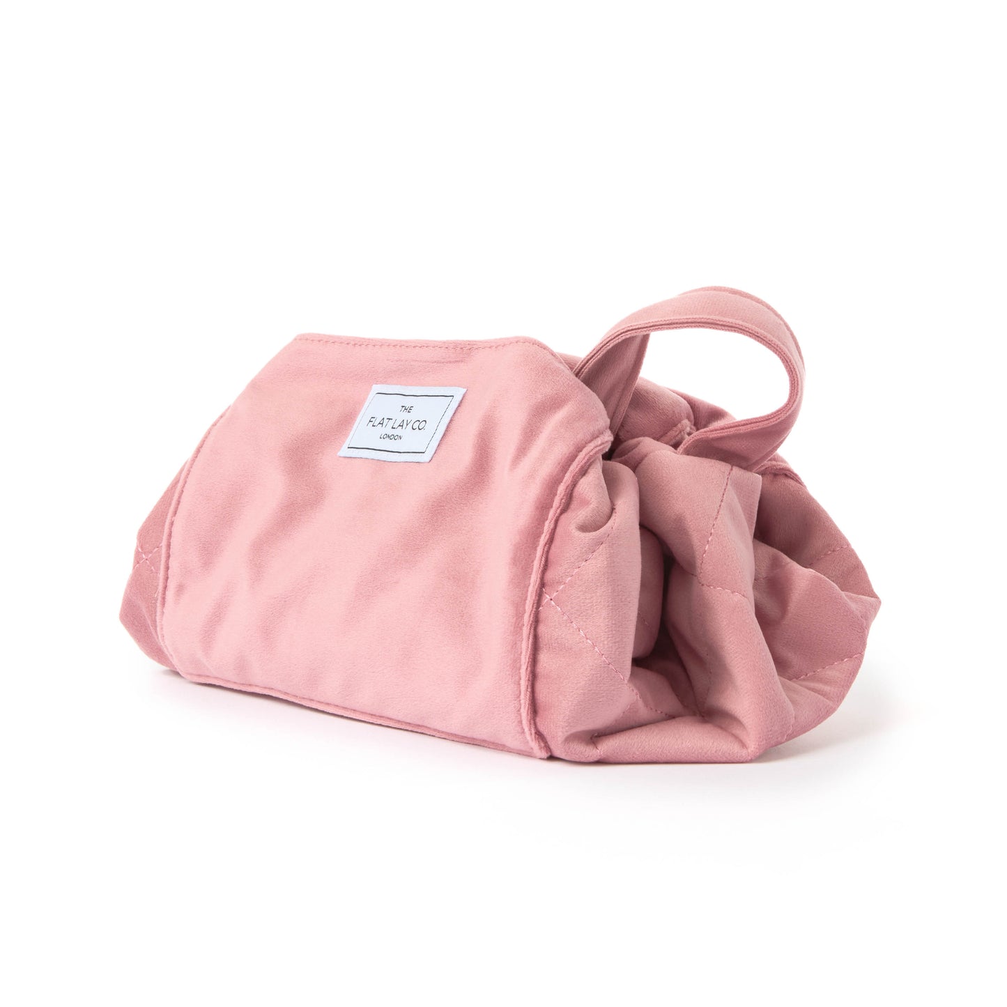 Drawstring Flat Lay Makeup Bag - Pink Velvet