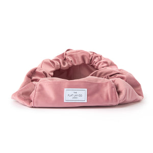 Drawstring Flat Lay Makeup Bag - Pink Velvet