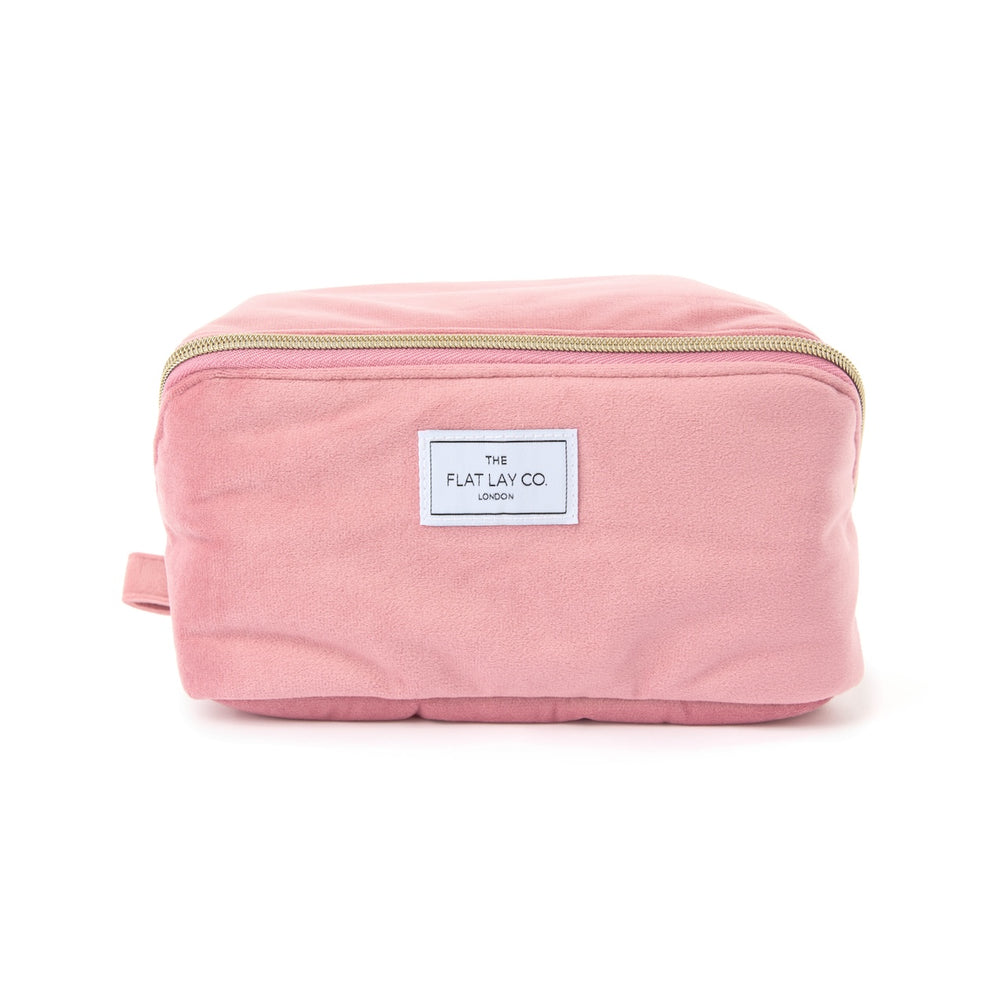 Box-Form Kosmetiktasche - Rosa Samt