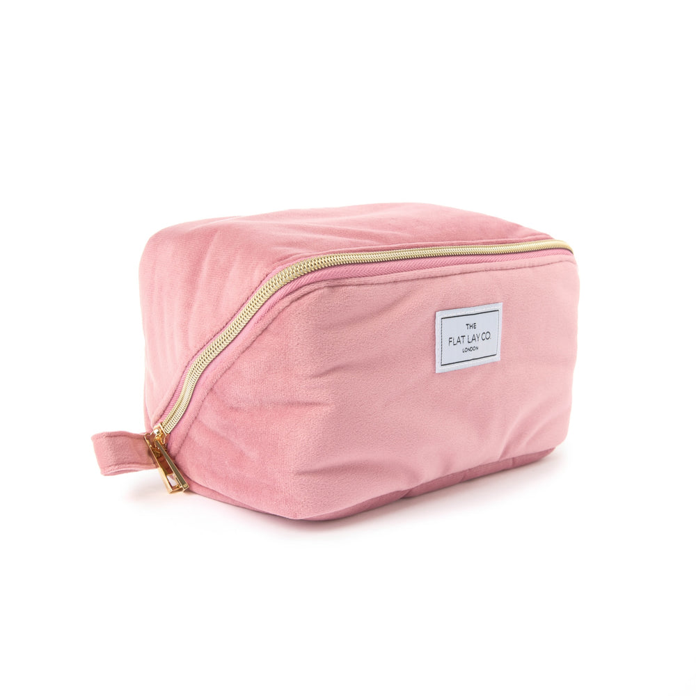 Box-Form Kosmetiktasche - Rosa Samt