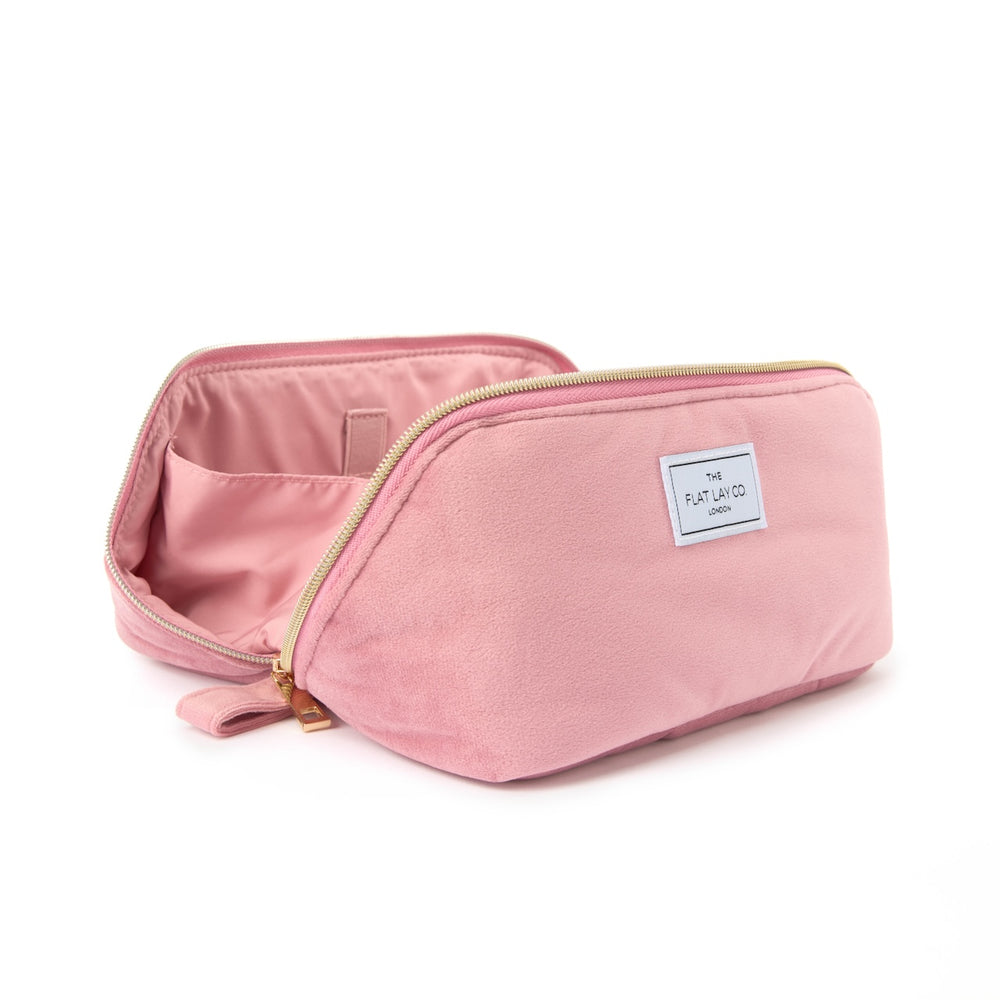 Box-Form Kosmetiktasche - Rosa Samt