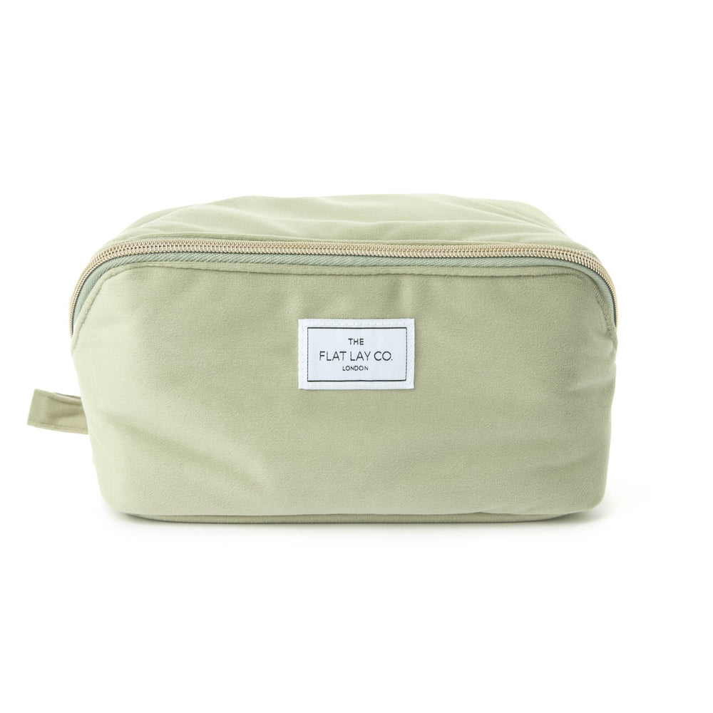 Box-Form Kosmetiktasche - Salbeigrüner Samt