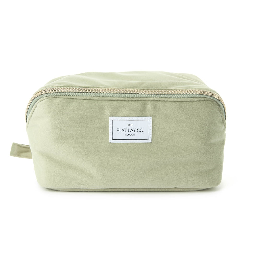 Box Bag & Pinsel-Case Set - Salbeigrüner Samt