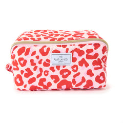 Box-Form Kosmetiktasche - Rosa Leo-Muster