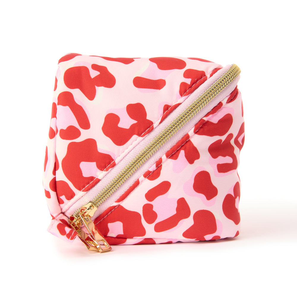 Box-Form Kosmetiktasche - Rosa Leo-Muster