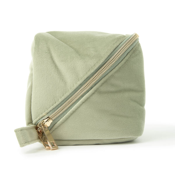 Box-Form Kosmetiktasche - Salbeigrüner Samt
