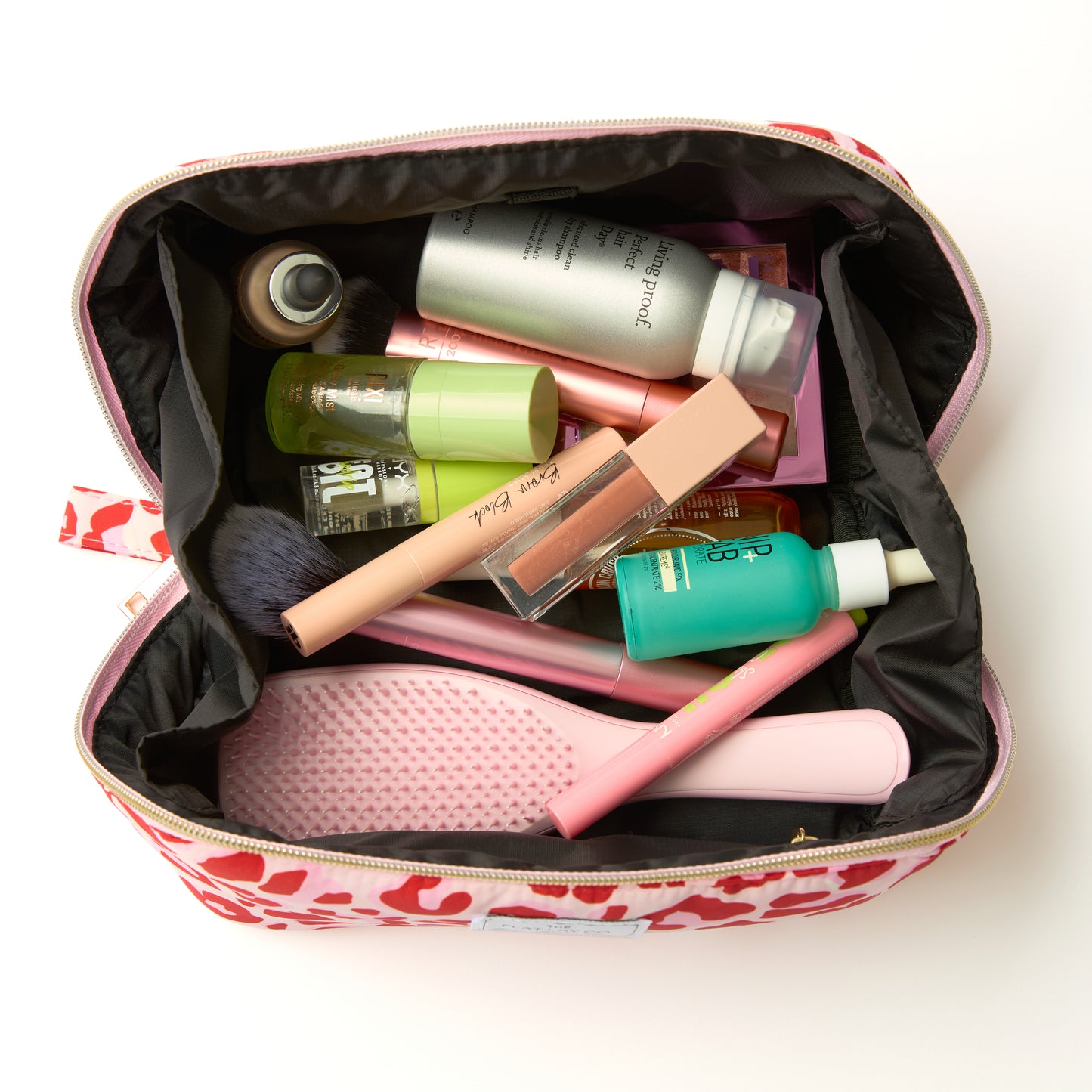 Box-Form Kosmetiktasche - Rosa Leo-Muster