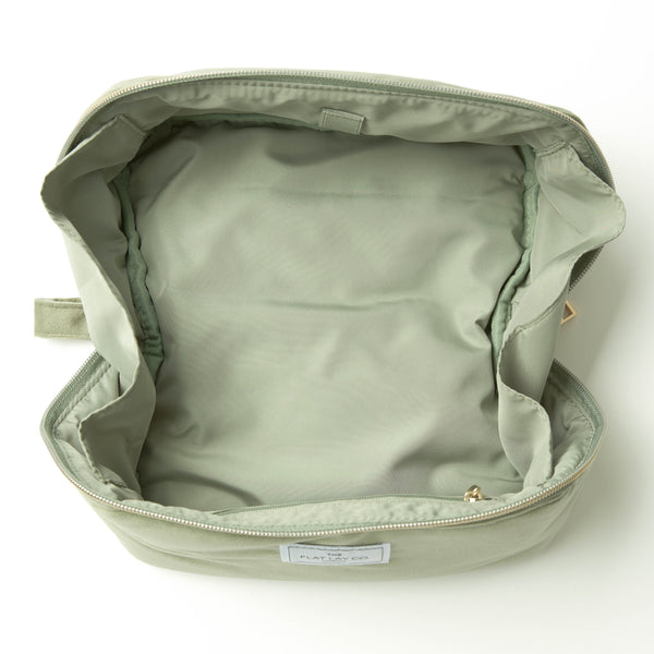 Box-Form Kosmetiktasche - Salbeigrüner Samt