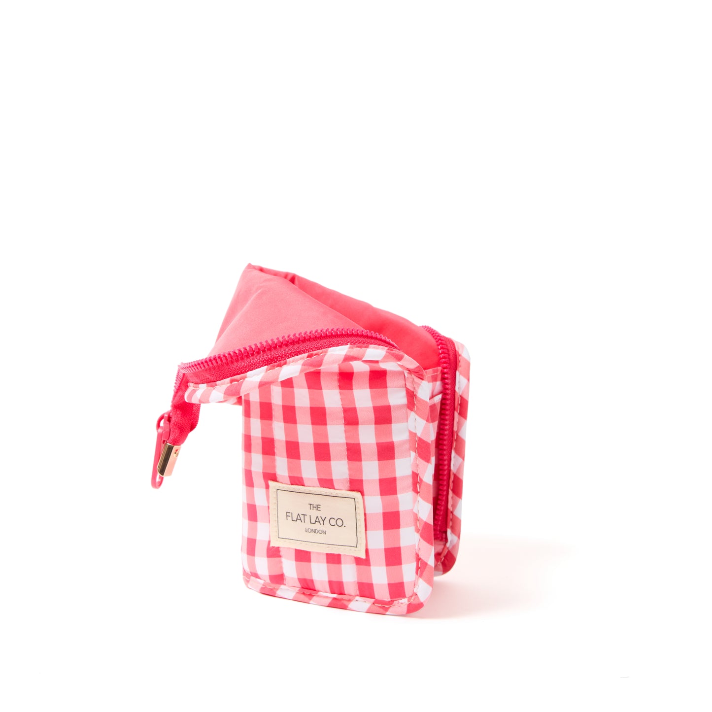 Padded Standing Makeup Brush Case - Red Gingham