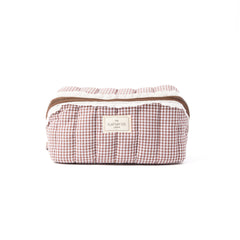 Marshmallow Flat Lay Makeup Box Bag - Mocha Gingham