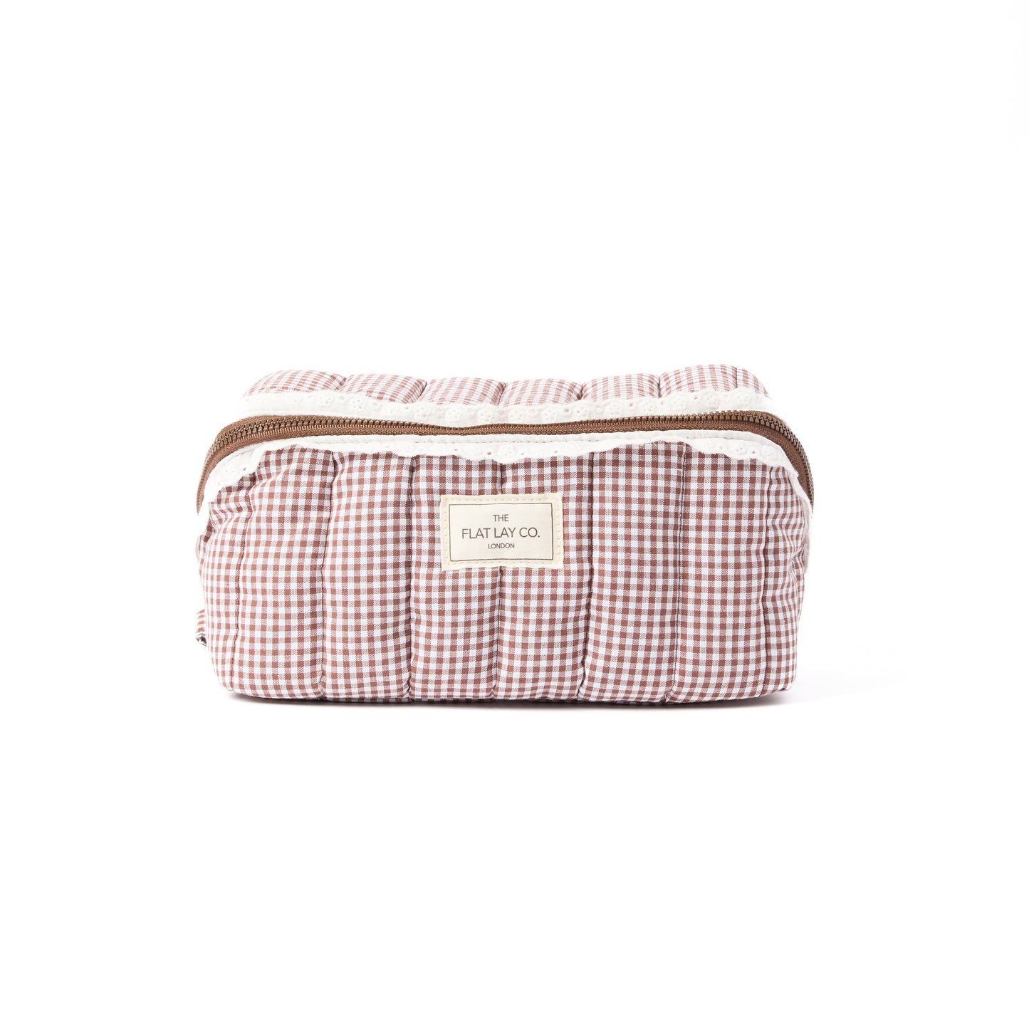 Marshmallow Box Bag & Brush Case Bundle - Mocha Gingham