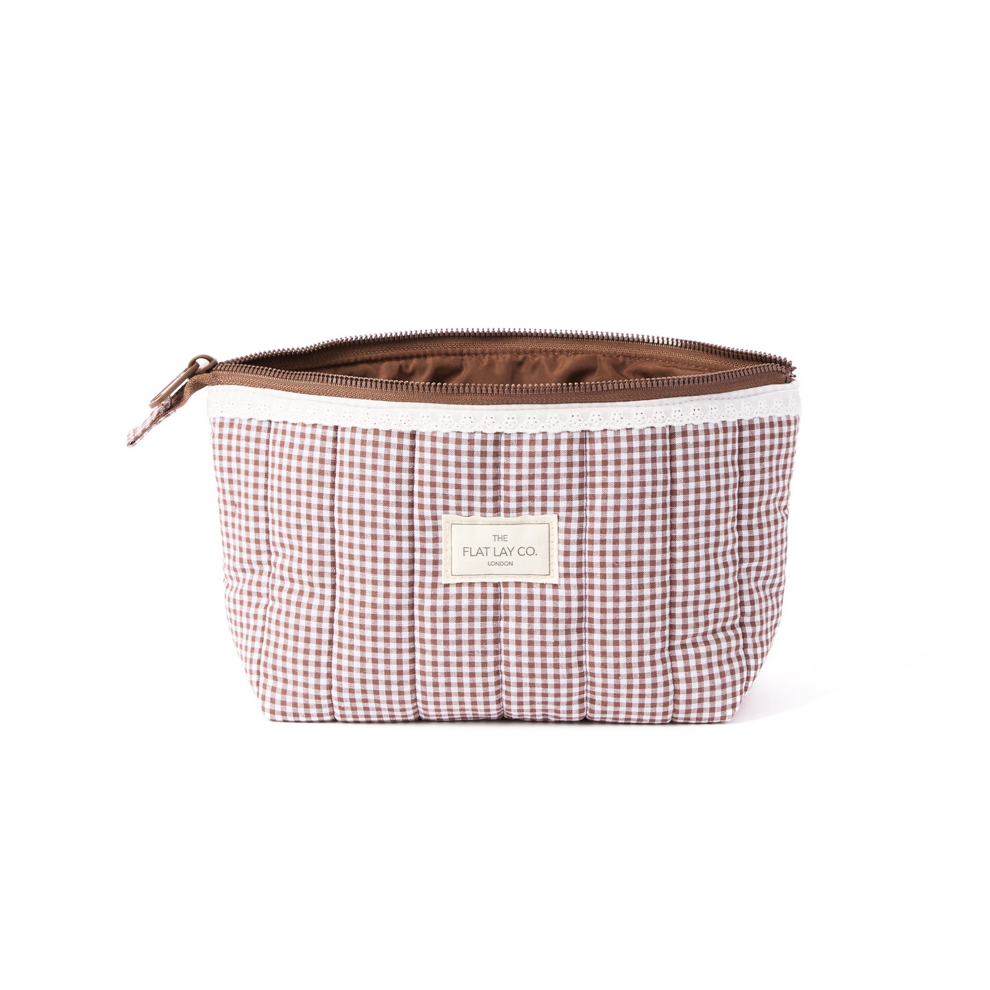 Padded Essential Makeup Pouch - Mocha Gingham