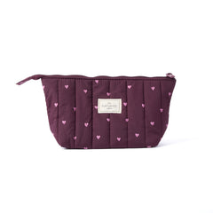 Padded Essential Makeup Pouch - Chocolate Plum Hearts