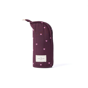 Padded Standing Makeup Brush Case - Chocolate Plum Hearts