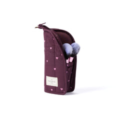 Padded Standing Makeup Brush Case - Chocolate Plum Hearts