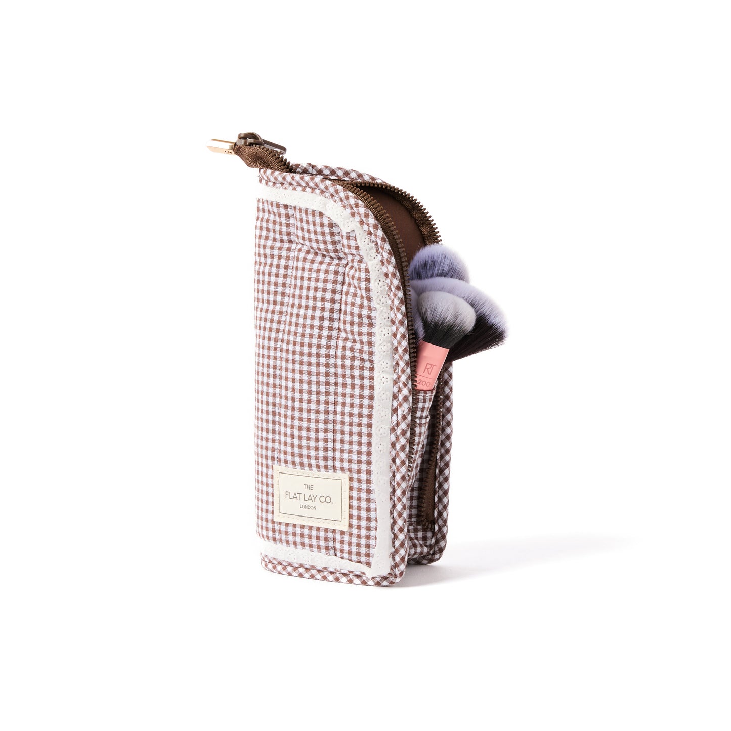 Marshmallow Box Bag & Brush Case Bundle - Mocha Gingham