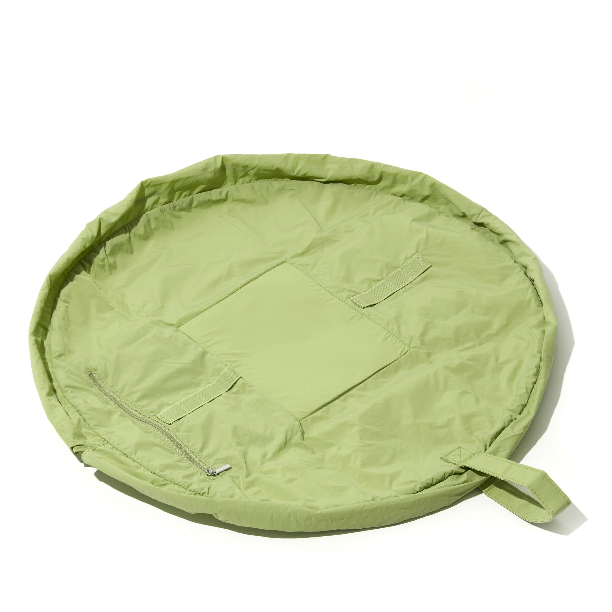 Green Parachute Drawstring Flat Lay Makeup Bag