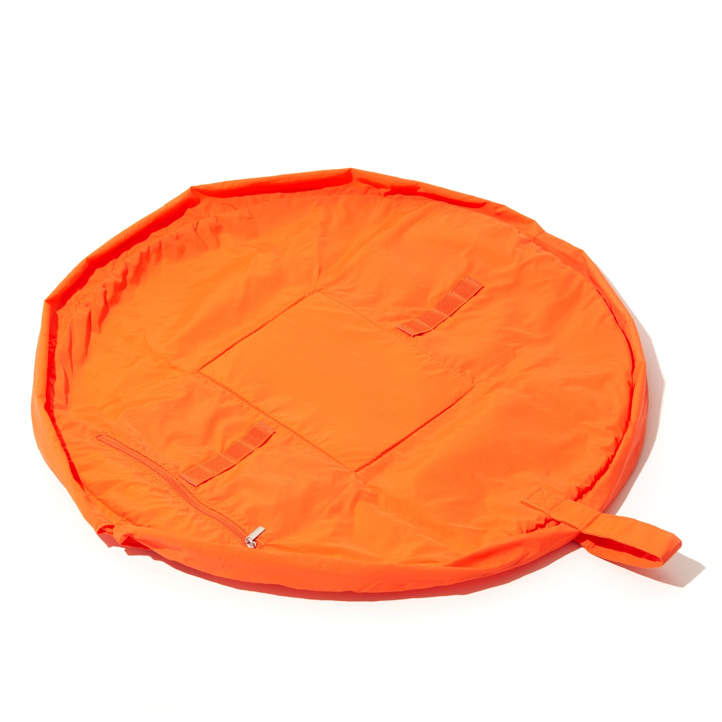 Orange Parachute Drawstring Flat Lay Makeup Bag