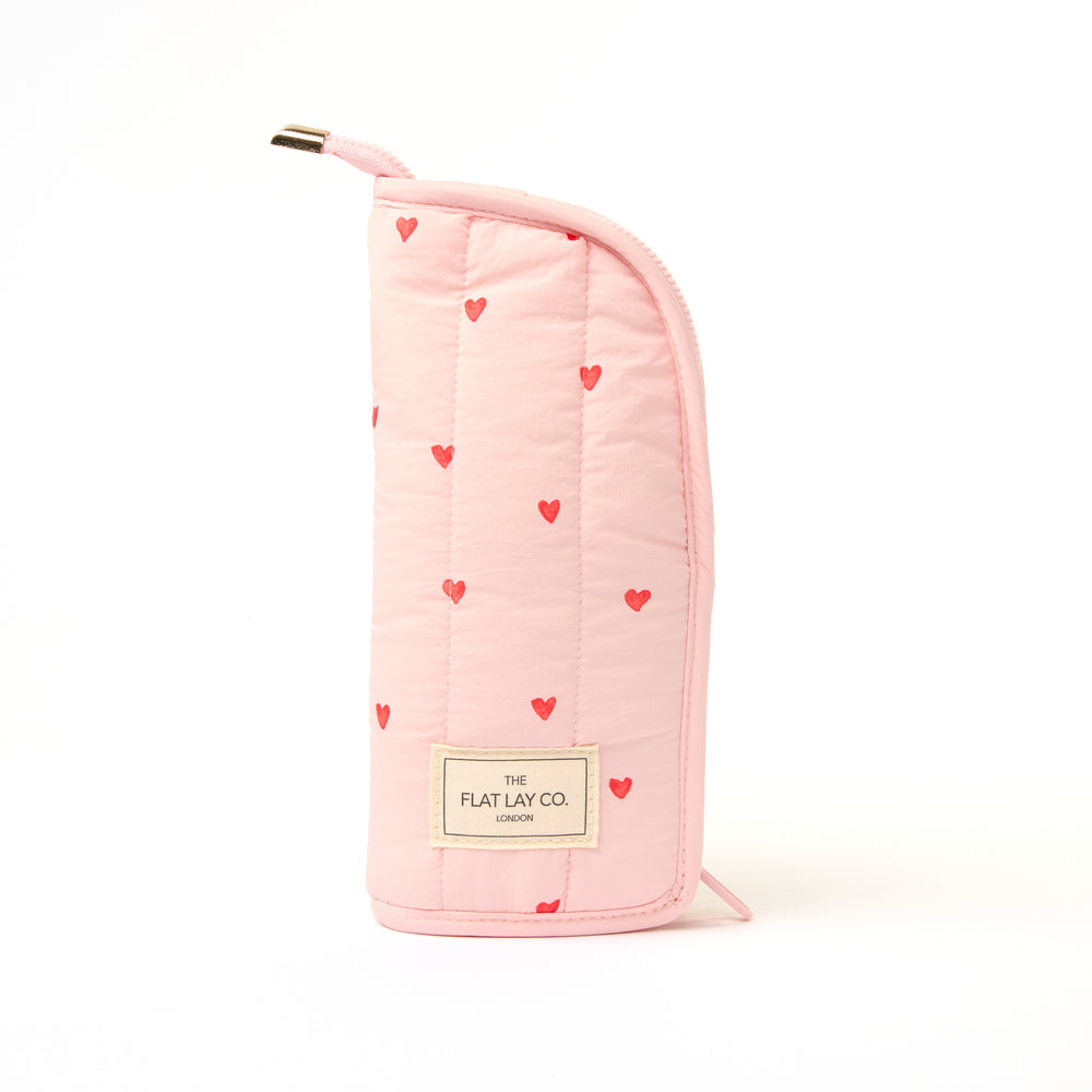Padded Pinsel-Etui - Pinke Herzen
