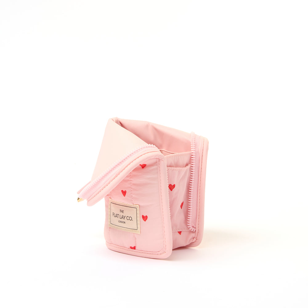 Padded Pinsel-Etui - Pinke Herzen