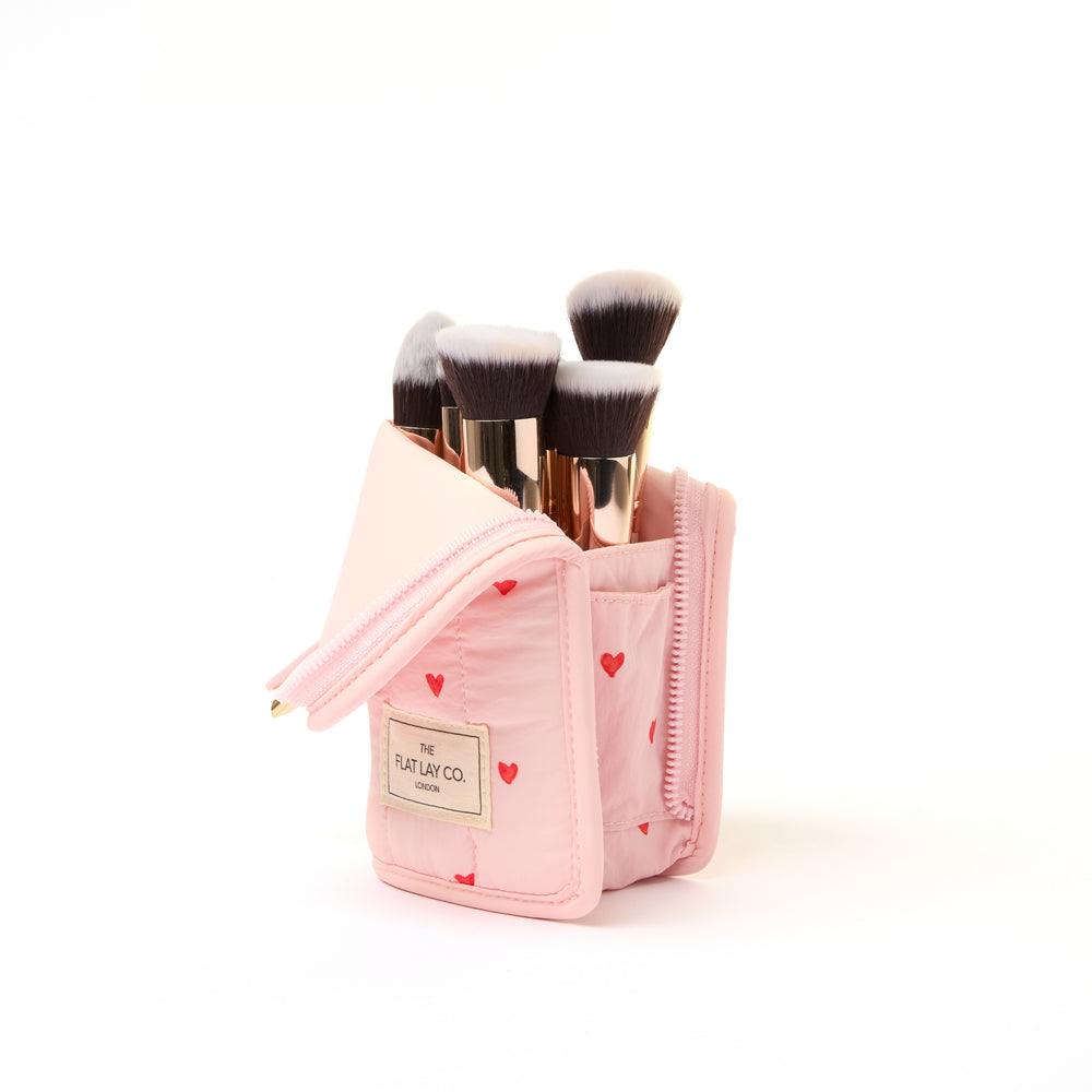 Padded Pinsel-Etui - Pinke Herzen