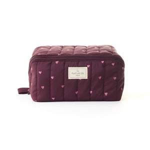 Marshmallow Flat Lay Makeup Box Bag - Chocolate Plum Hearts