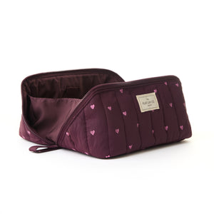 Marshmallow Flat Lay Makeup Box Bag - Chocolate Plum Hearts
