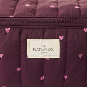 Marshmallow Flat Lay Makeup Box Bag - Chocolate Plum Hearts