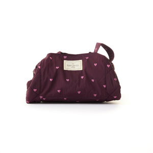 Parachute Drawstring Flat Lay Makeup Bag - Chocolate Plum Hearts